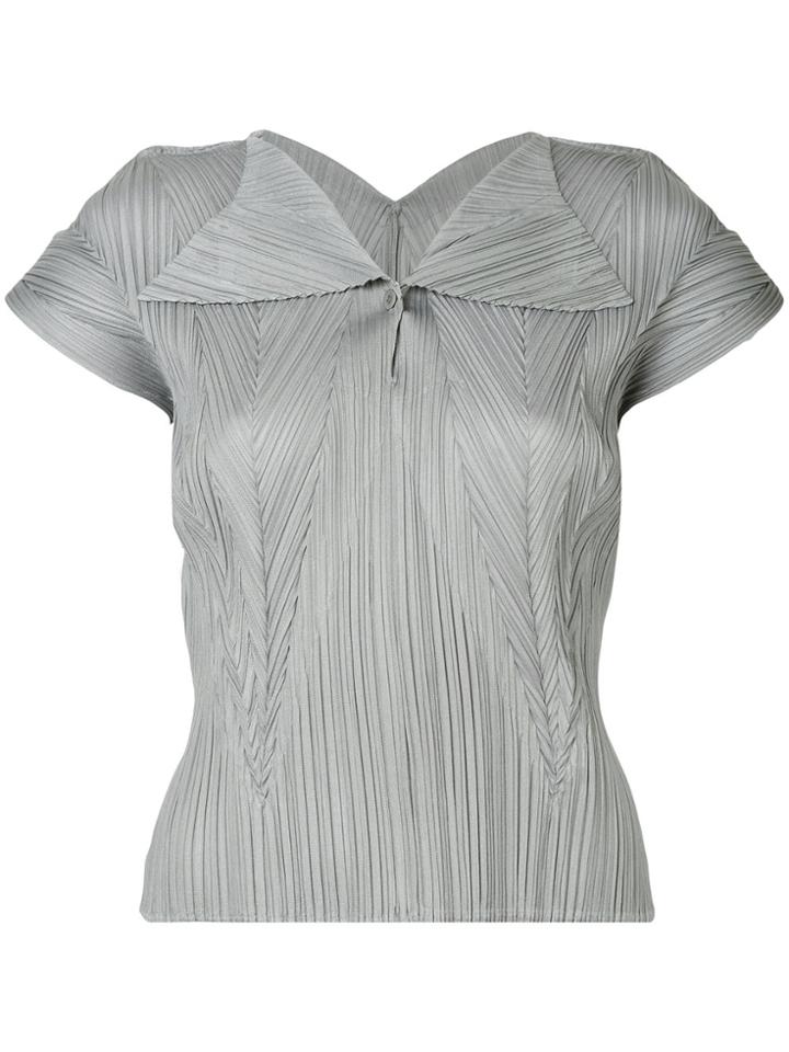Issey Miyake Vintage Sculptural Shortsleeved Blouse - Grey
