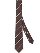 Fendi Embroidered Striped Tie - Brown