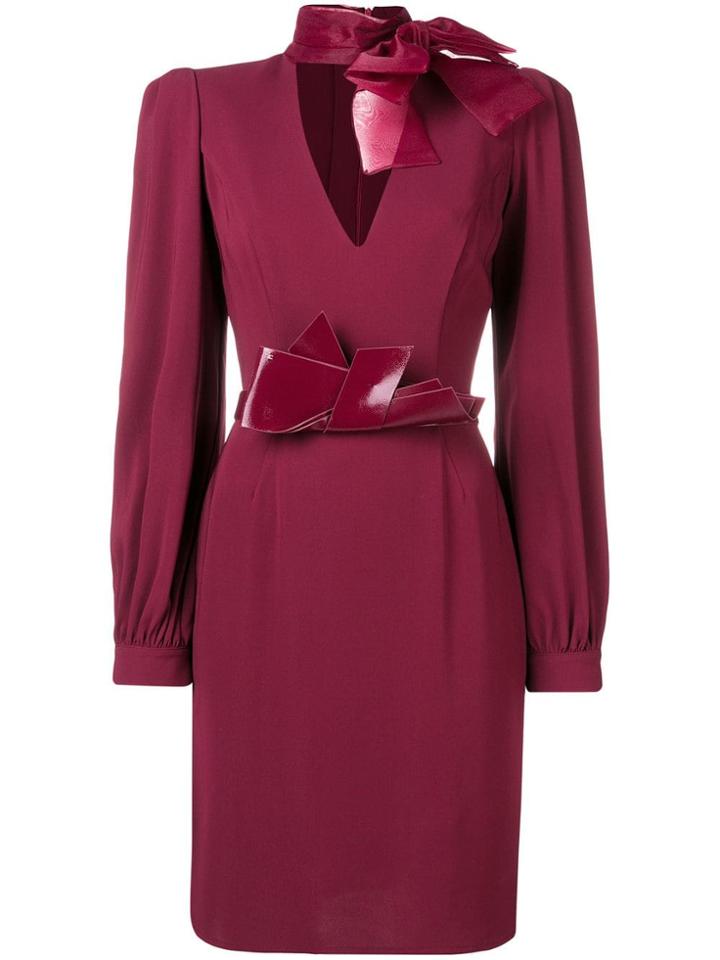 Elisabetta Franchi Pussybow Midi Dress - Red