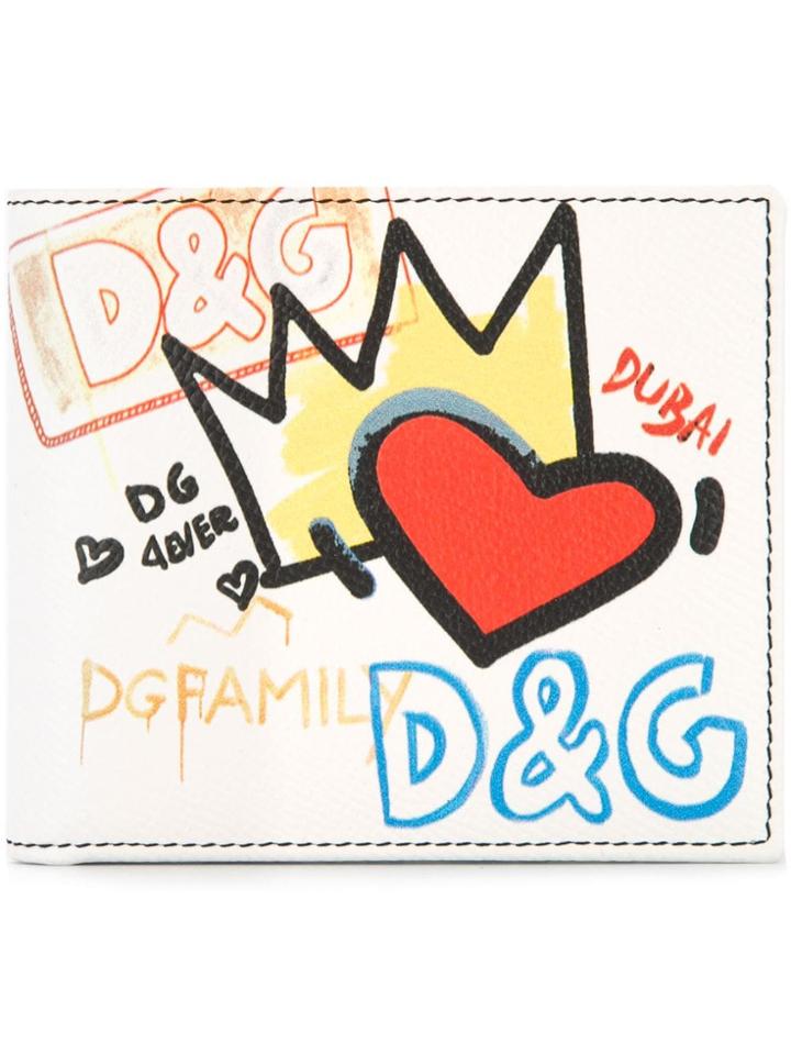 Dolce & Gabbana Dubai Graffiti Print Billfold Wallet - White
