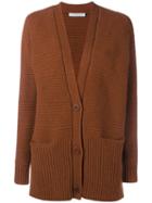 Vince - Wool Cashmere-blend Waffle Knit Cardigan - Women - Cashmere/wool - M, Yellow/orange, Cashmere/wool