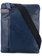 Borbonese - Shoulder Bag - Men - Leather/polyester - One Size, Blue, Leather/polyester