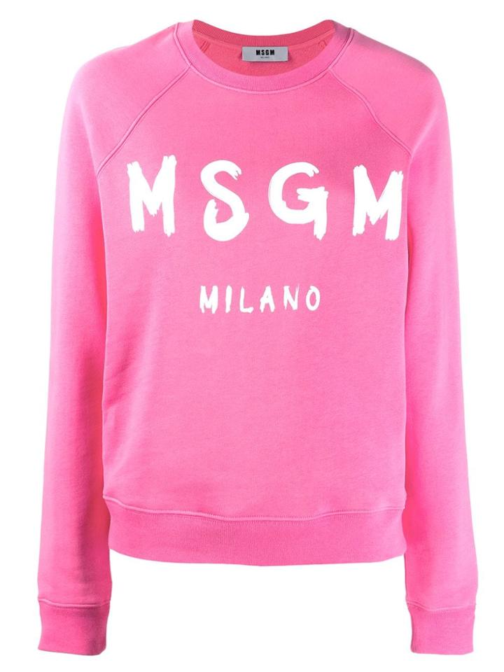 Msgm Printed Logo Sweatshirt - Pink
