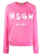 Msgm Printed Logo Sweatshirt - Pink