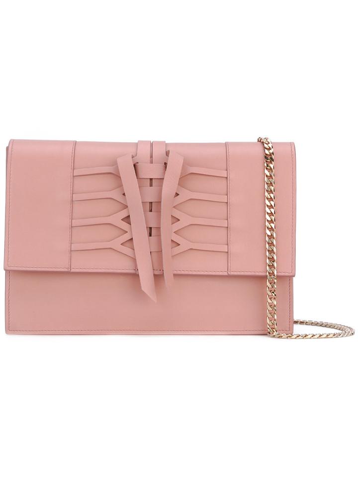 Casadei - Lace Up Detail Shoulder Bag - Women - Calf Leather/nappa Leather - One Size, Women's, Pink/purple, Calf Leather/nappa Leather
