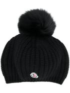 Moncler Pom Pom Knitted Hat - Black