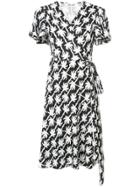Diane Von Furstenberg Palm Print Dress - Black