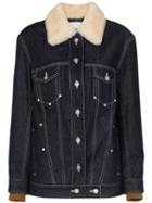 Chloé Shearling Collar Denim Jacket - Blue