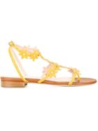 Oscar De La Renta Floral Flat Sandals
