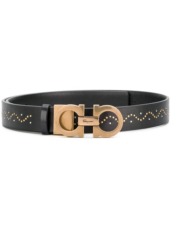 Salvatore Ferragamo Double Gancio Studded Belt - Pink & Purple