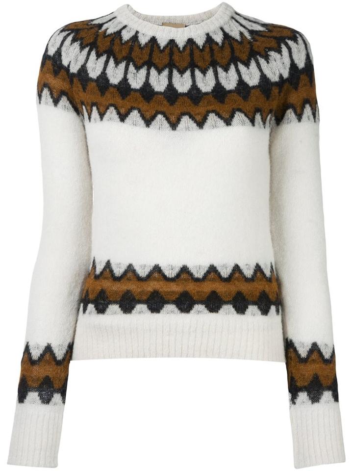 Laneus Intarsia Knit Jumper, Women's, Size: 40, White, Polyamide/wool/alpaca
