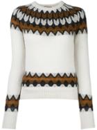 Laneus Intarsia Knit Jumper, Women's, Size: 40, White, Polyamide/wool/alpaca