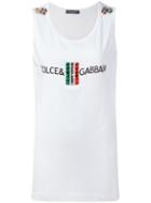Dolce & Gabbana - Embellished Logo Tank Top - Women - Cotton/crystal - 36, Women's, White, Cotton/crystal
