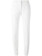 Incotex Textured Check Slim-fit Trousers, Women's, Size: 26, White, Cotton/spandex/elastane