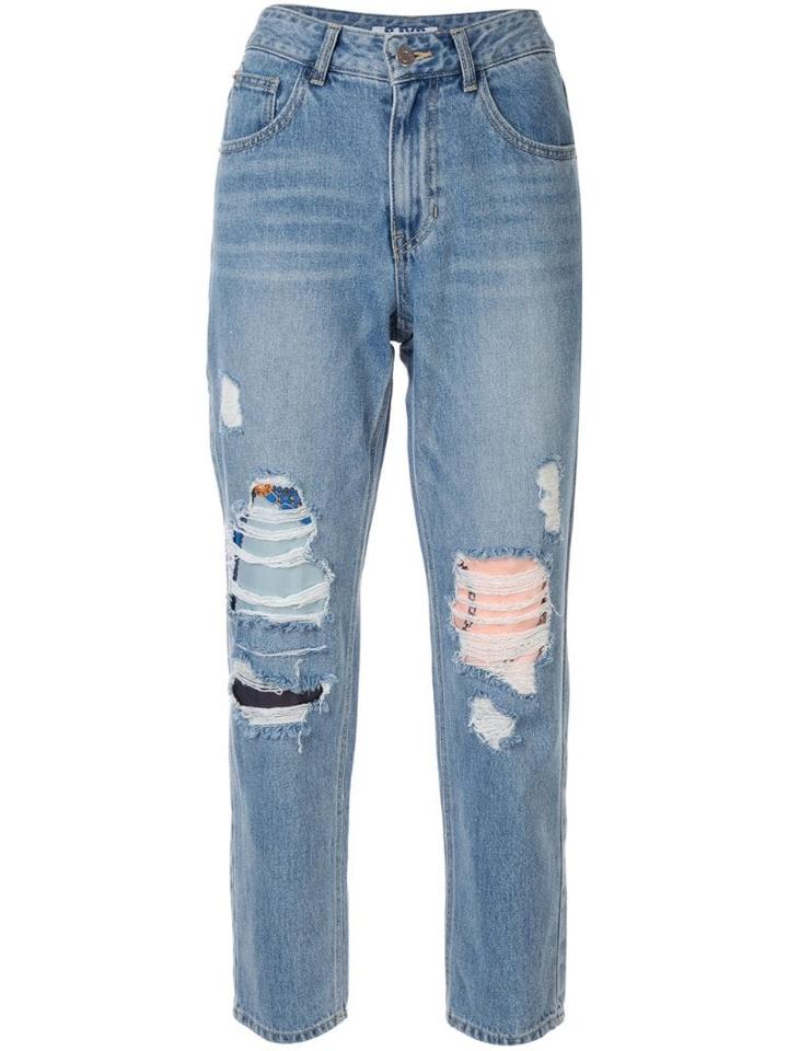 Sjyp Ripped Mom Fit Jeans - Blue