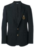 Dolce & Gabbana Logo Crown Blazer, Men's, Size: 48, Black, Virgin Wool/silk