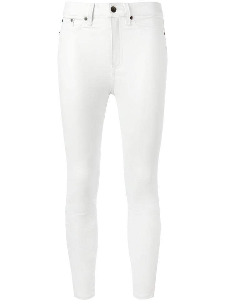 Rag & Bone Ankle Flare Skinny Jeans, Women's, Size: 24, White, Lamb Skin/cotton/spandex/elastane