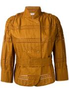 Veronique Leroy - Embroidered Jacket - Women - Cotton - 40, Brown, Cotton
