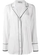 Frame Denim Striped Pyjama Shirt, Women's, Size: Xs, Nude/neutrals, Silk