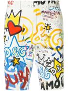 Dolce & Gabbana Dubai Graffiti Print Bermuda Shorts - White