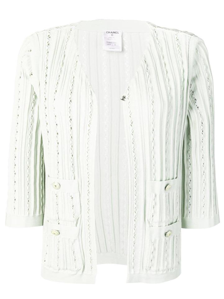 Chanel Vintage Knitted Open Front Cardigan - Green