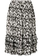 Comme Des Garçons Comme Des Garçons Floral Print Tiered Skirt - Black