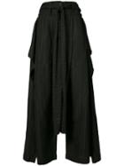 Barbara I Gongini - Draped Wide Leg Trousers - Women - Cotton - 36, Black, Cotton