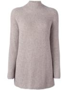 N.peal Cashmere High Neck Ribbed Pullover, Women's, Size: Small, Nude/neutrals, Cashmere
