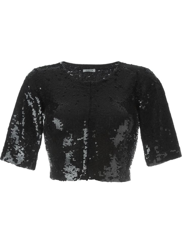 P.a.r.o.s.h. Sequinned Bolero Cardigan, Women's, Size: M, Black, Polyamide/spandex/elastane/pvc