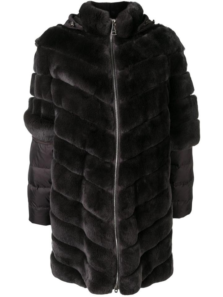 Liska Mesh Trimmed Coat - Brown