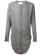 Nostra Santissima Cassaro Long Back Button Down Shirt, Men's, Size: 48, Grey, Cotton/linen/flax