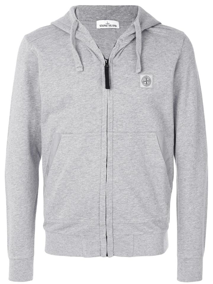 Stone Island Logo Patch Hoodie - Grey