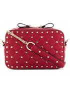 Valentino Red Rockstud Spike Embellished Leather Cross-body Bag