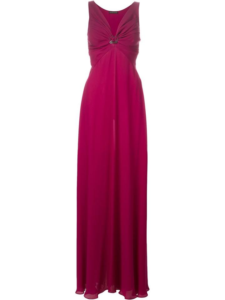 Plein Sud Empire Line Maxi-dress, Women's, Size: 40, Pink/purple, Silk