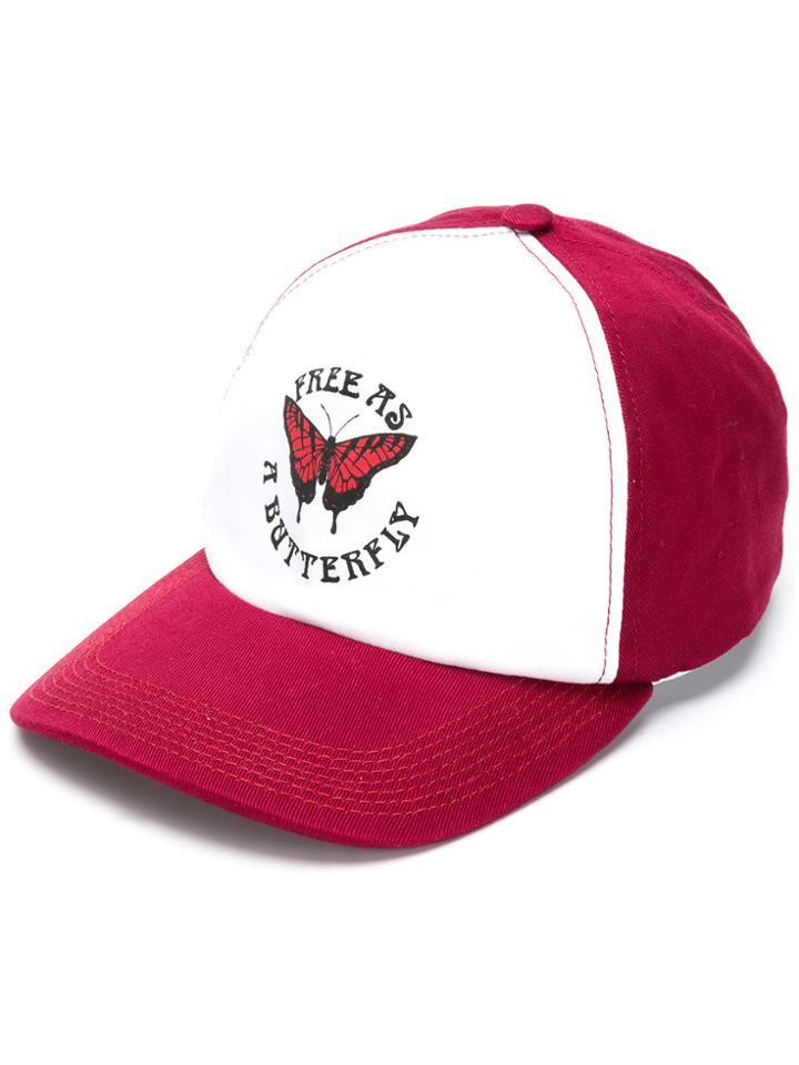 Off-white Butterfly Print Baseball Cap - Pink & Purple