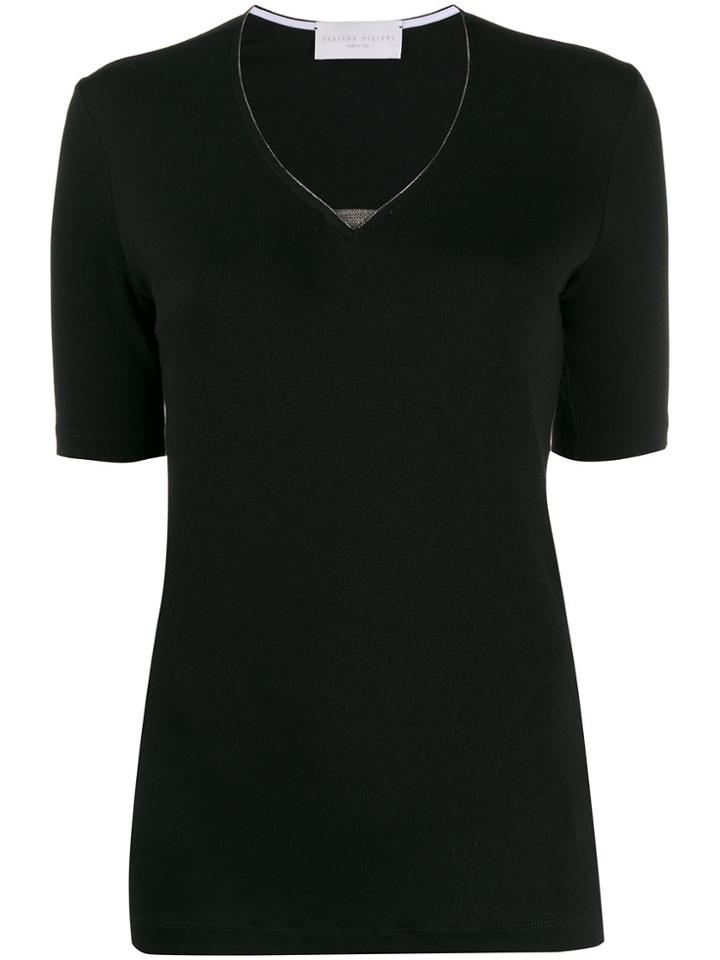 Fabiana Filippi Beaded-notch T-shirt - Black