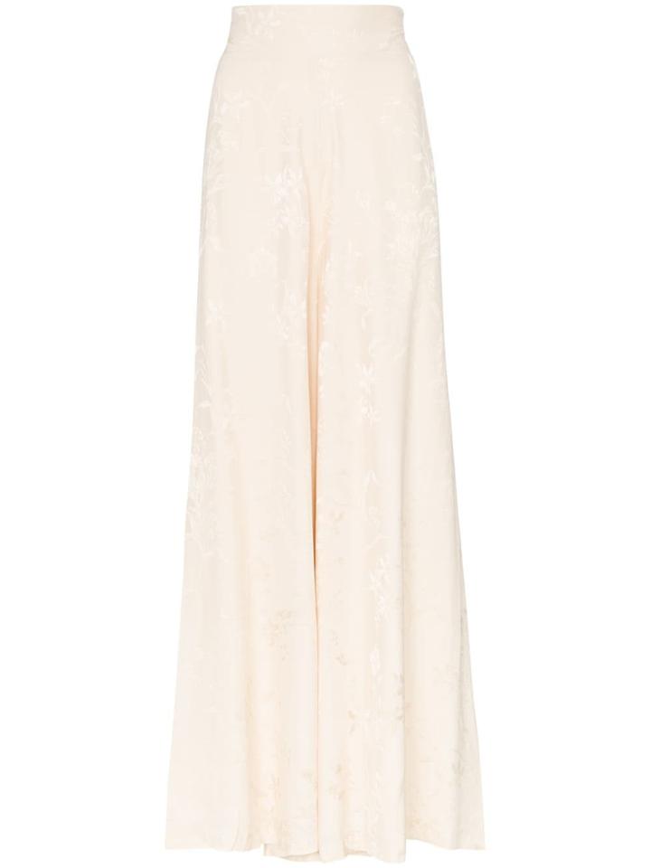 Johanna Ortiz Queen Of Orchids Jacquard Print High-waisted Wide Leg