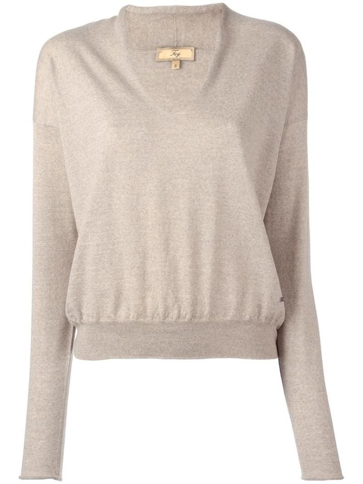 Fay V-neck Jumper, Women's, Size: Large, Nude/neutrals, Virgin Wool
