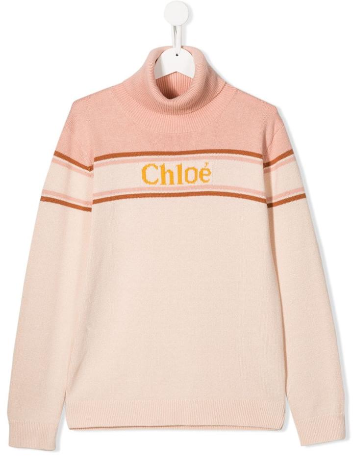 Chloé Kids Teen Logo Intarsia Jumper - Pink