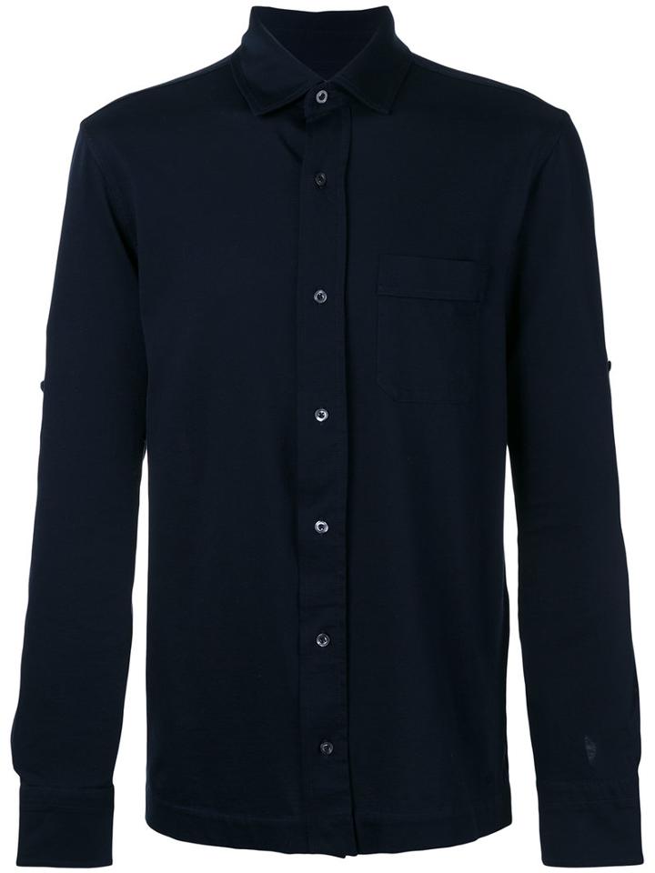 Tom Ford Chest Pocket Casual Shirt, Men's, Size: 54, Blue, Cotton