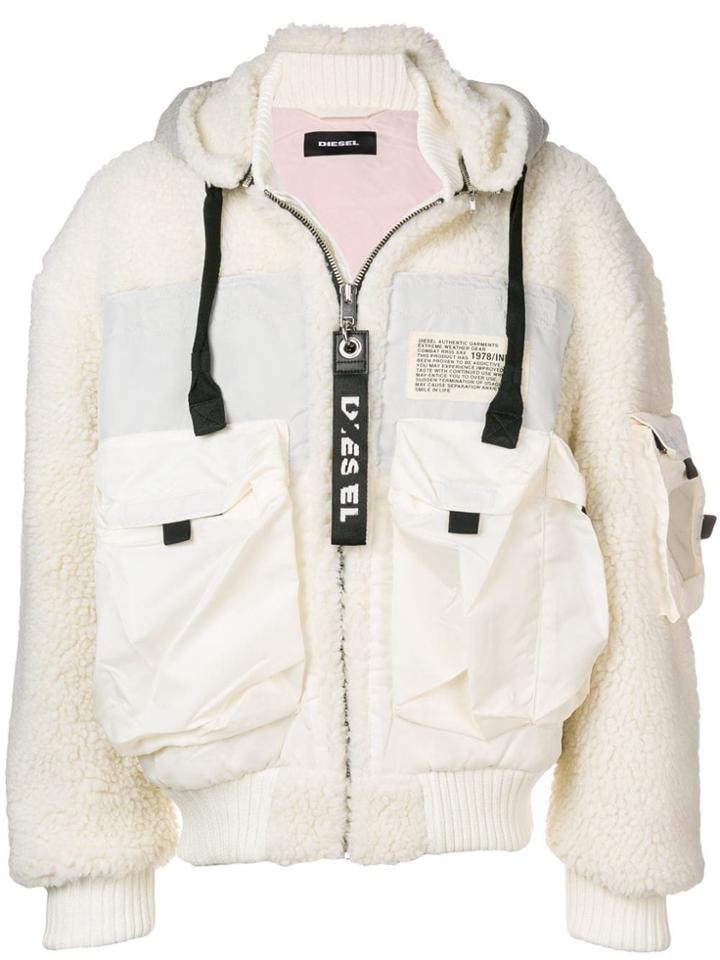 Diesel Hooded Bomber Jacket - White