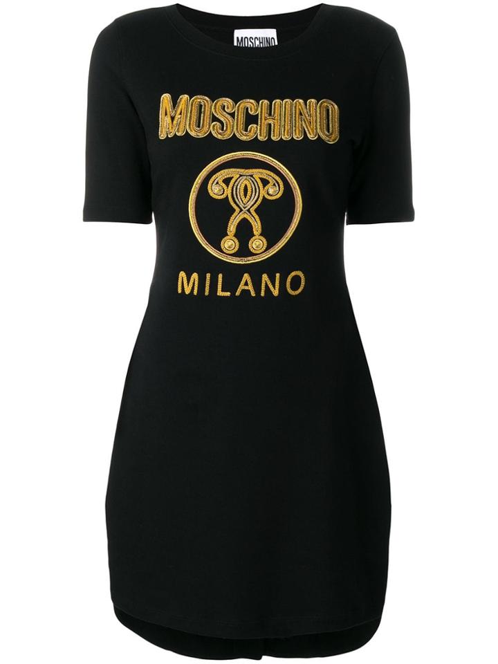 Moschino Embroidered Logo Sweater Dress - Black