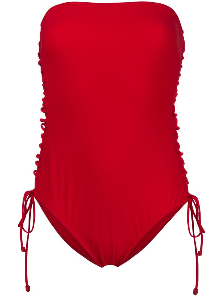 Zimmermann Lace-up Side Swimsuit - Red