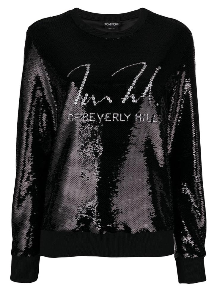 Tom Ford Sequinned Slogan Sweatshirt - Black
