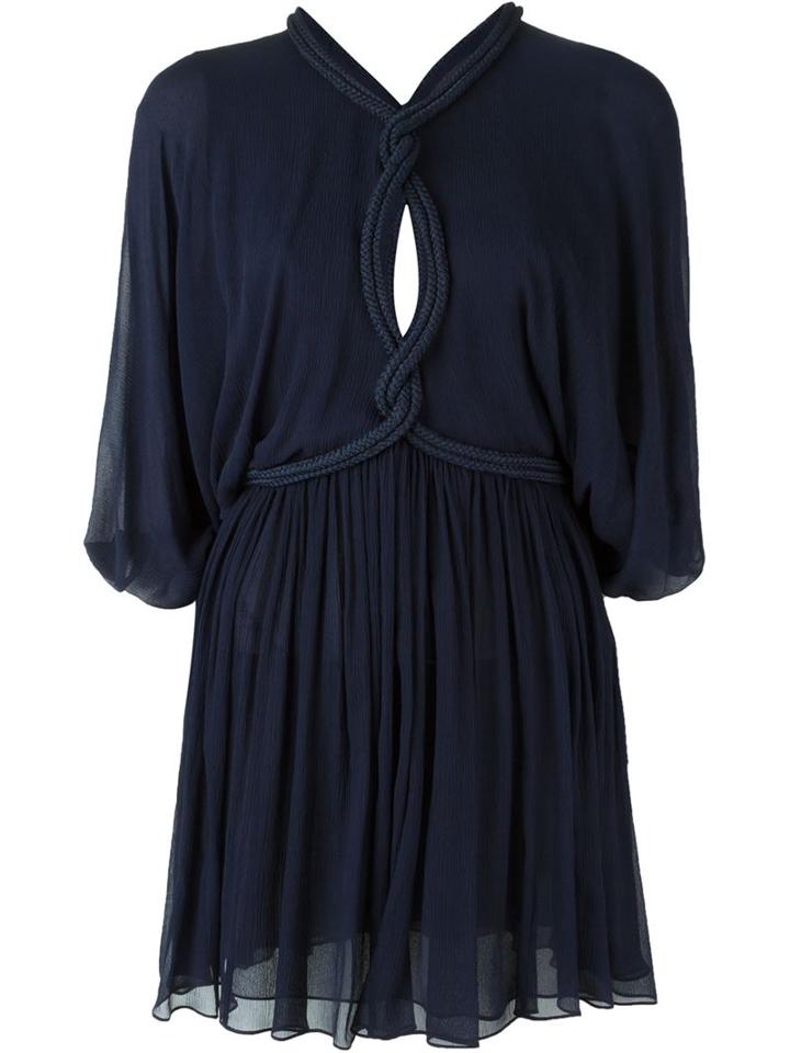 Jay Ahr Rope Detail Mini Dress, Women's, Size: 36, Blue, Silk/nylon