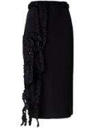 Rochas Ruffled Trim Skirt, Women's, Size: 40, Black, Silk