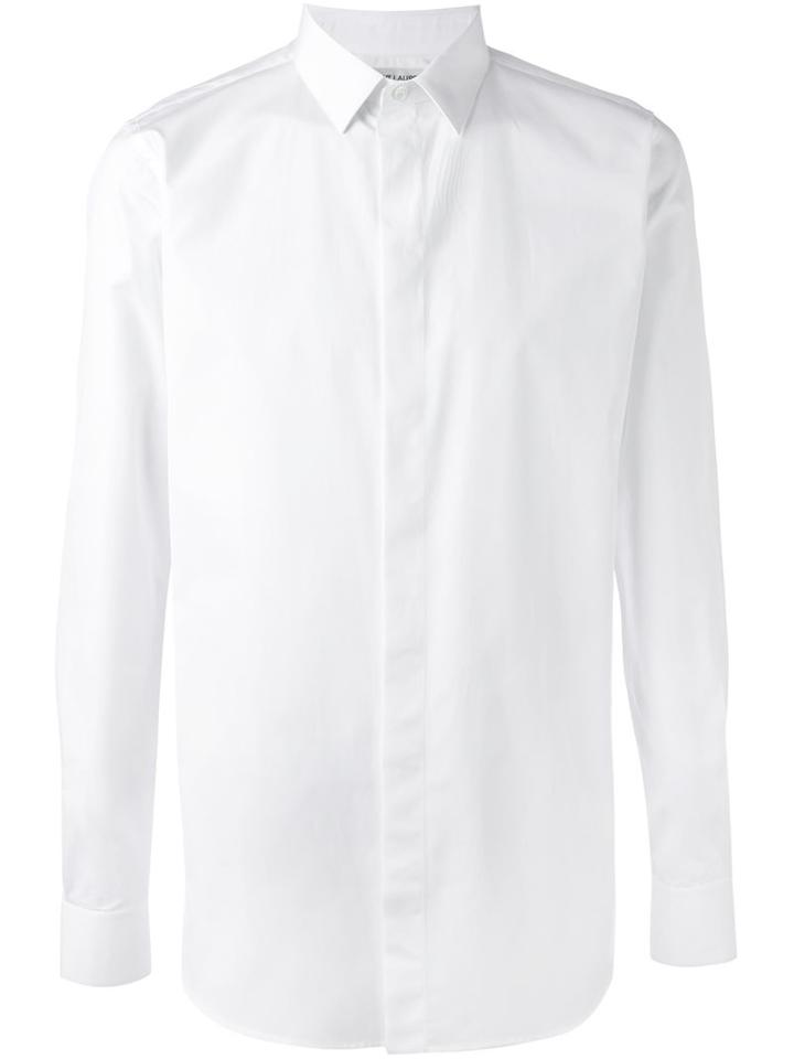 Saint Laurent Classic Long Sleeve Shirt, Men's, Size: 42, White, Silk