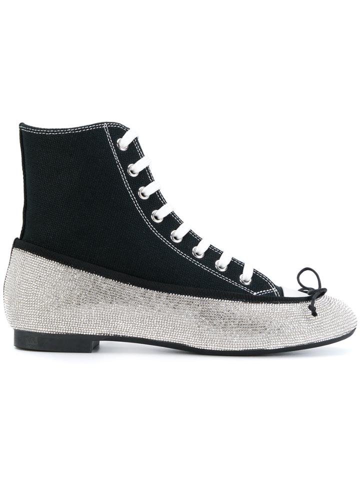 Marco De Vincenzo Lace-up Crystal Pump Boots - Black