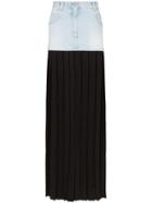 Balmain Denim Waist Pleated Maxi Skirt - Black