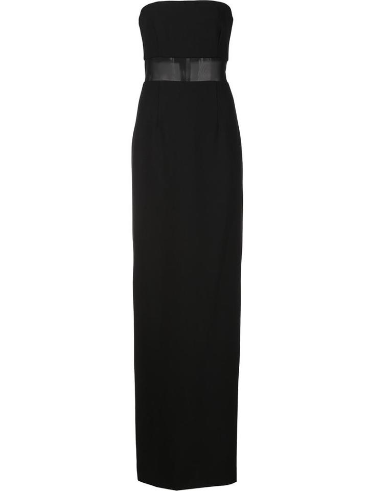 Elizabeth And James Sheer Detailing Long Dress, Women's, Size: 0, Black, Polyester/spandex/elastane/viscose